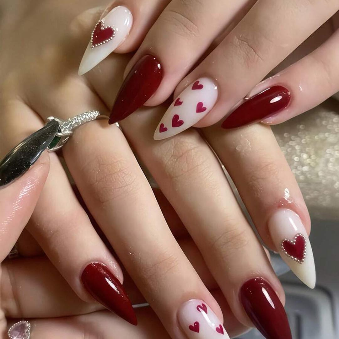 SHEIN 3D Heart-Shaped Almond Shape Press On Nails Press On Nails - XOXO cosmetics