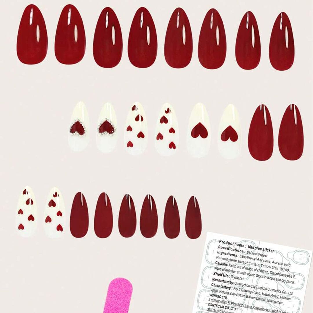 SHEIN 3D Heart-Shaped Almond Shape Press On Nails Press On Nails - XOXO cosmetics