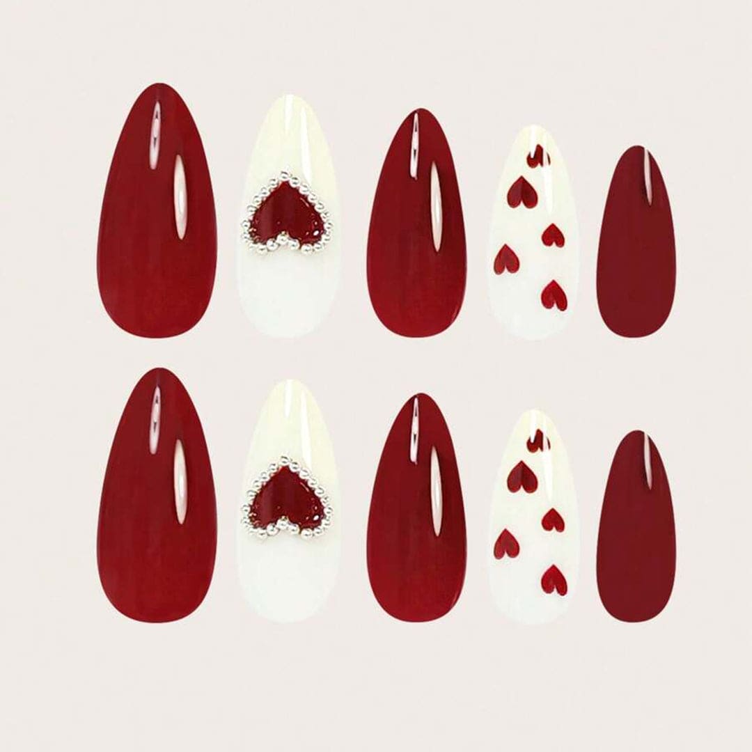 SHEIN 3D Heart-Shaped Almond Shape Press On Nails Press On Nails - XOXO cosmetics
