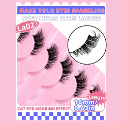 SHEIN 9 Pairs Half Lashes With Clear Band Natural Look Cat Eye Lashes Eyelashes - XOXO cosmetics