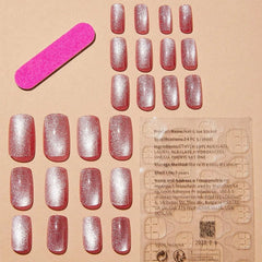SHEIN Cat Eye Effect Glossy Short Almond Press On Nails Press On Nails - XOXO cosmetics