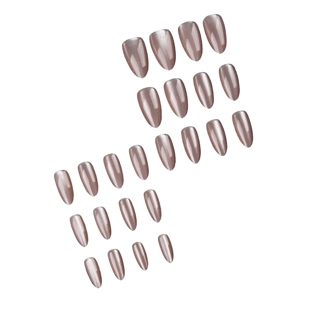 SHEIN Classic Cinnamon Nude Color Sparkle Almond Shaped Press On Nails Press On Nails - XOXO cosmetics