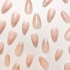SHEIN Minimalist Golden Line Almond Press On Nails Press On Nails - XOXO cosmetics