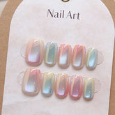 SHEIN Ombre Cat Eye Short Ballet Shaped Press On Nails - Small Press On Nails - XOXO cosmetics