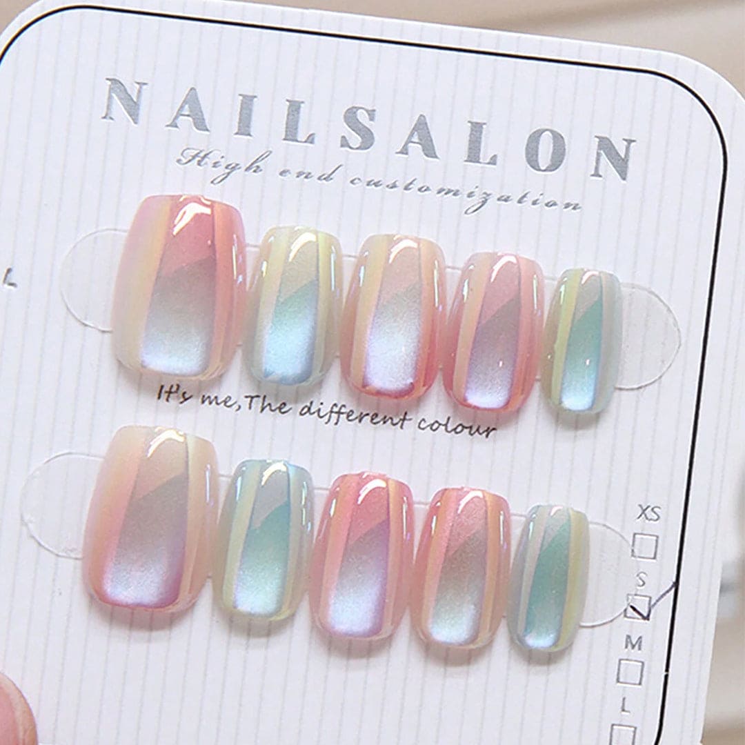 SHEIN Ombre Cat Eye Short Ballet Shaped Press On Nails - Small Press On Nails - XOXO cosmetics