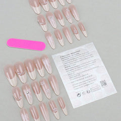 SHEIN Pearl Bow Medium Almond Shaped Press On Nails Press On Nails - XOXO cosmetics