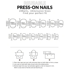 SHEIN Short Oval 24Pcs Flower Nails Blue Bow Press On Nails
