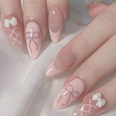 SHEIN Sweet 3D Pink Bow Short Almond Shape Press On Nails Press On Nails - XOXO cosmetics