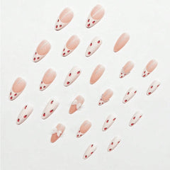 SHEIN Sweet Strawberry & Transparent Bowknot Press On Nails Press On Nails - XOXO cosmetics