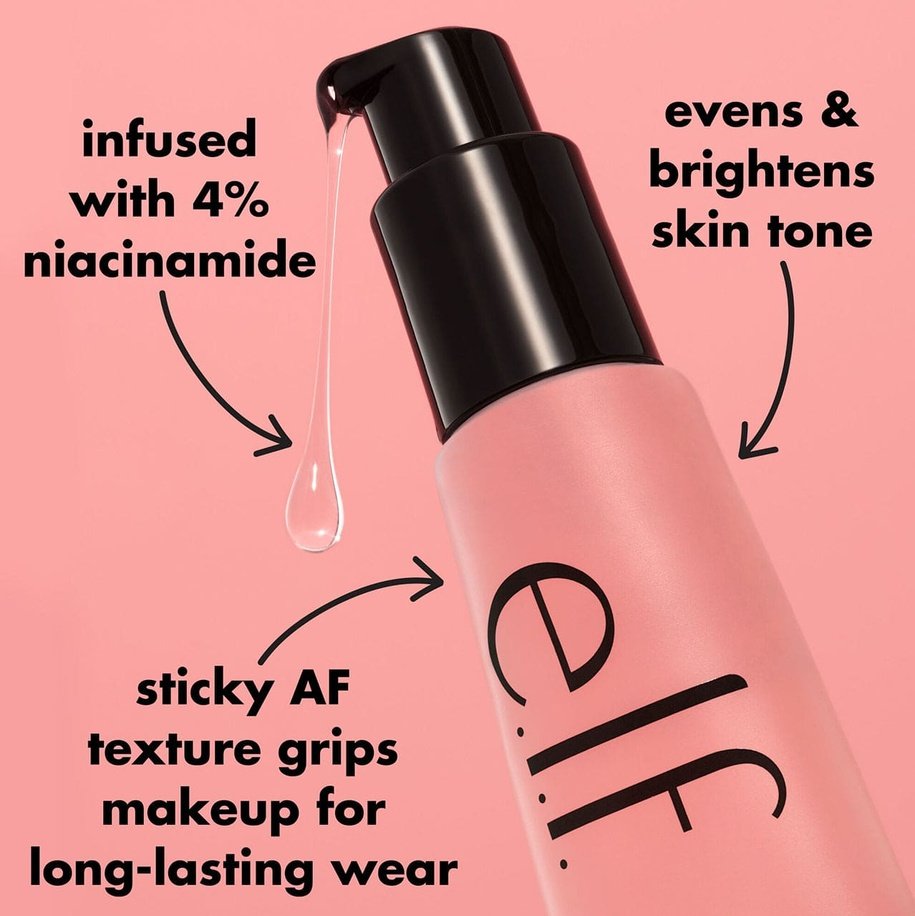 e.l.f. Power Grip Primer - Clear I Transparent + 4% NIACINAMIDE Primer - XOXO cosmetics
