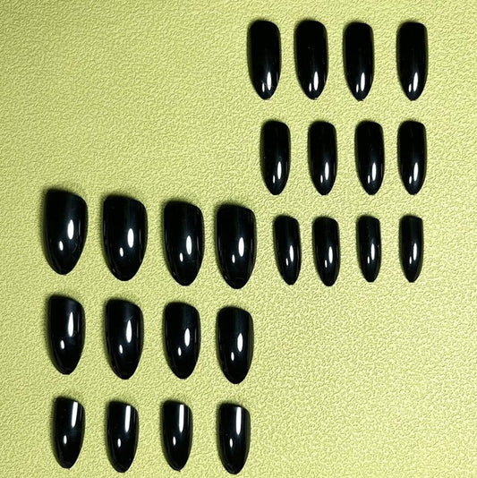 SHEIN 24pcs European And American Style Simple Pointed Black False Nails