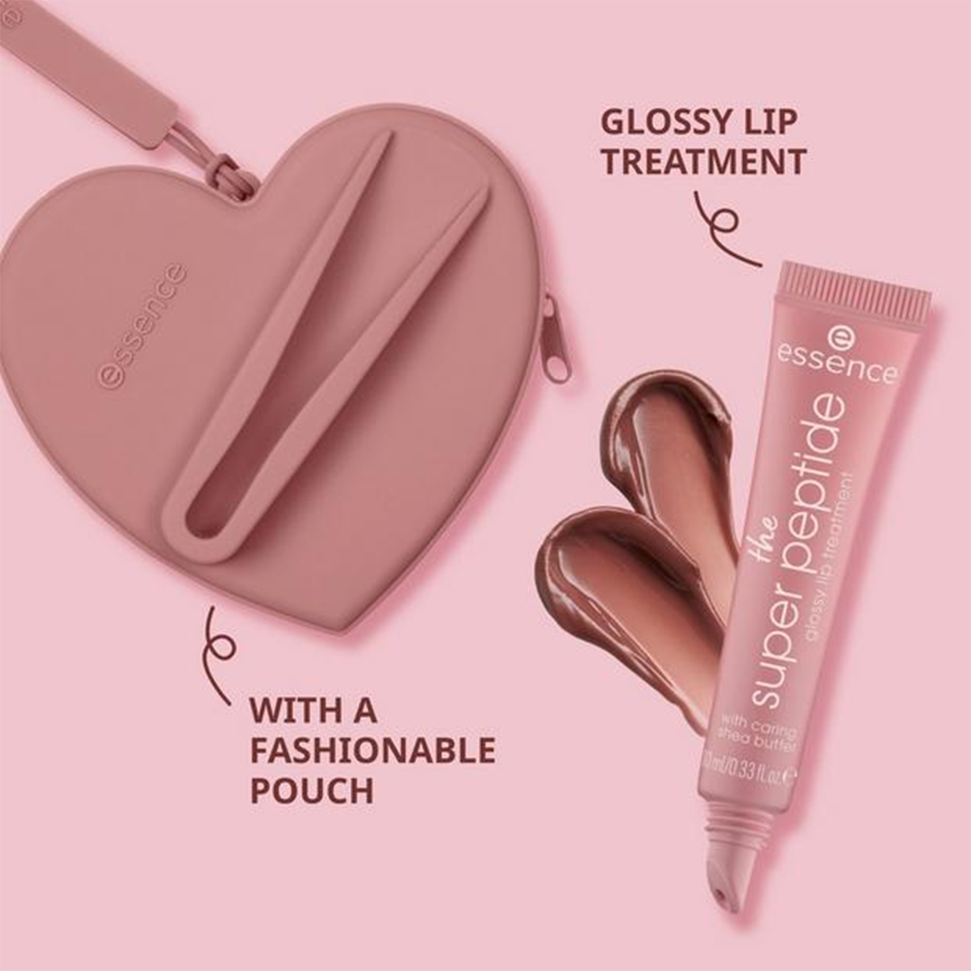 Essence The Super Peptide Glossy Lip Treatment + Pouch !Set - 01 All Toffee'd Up