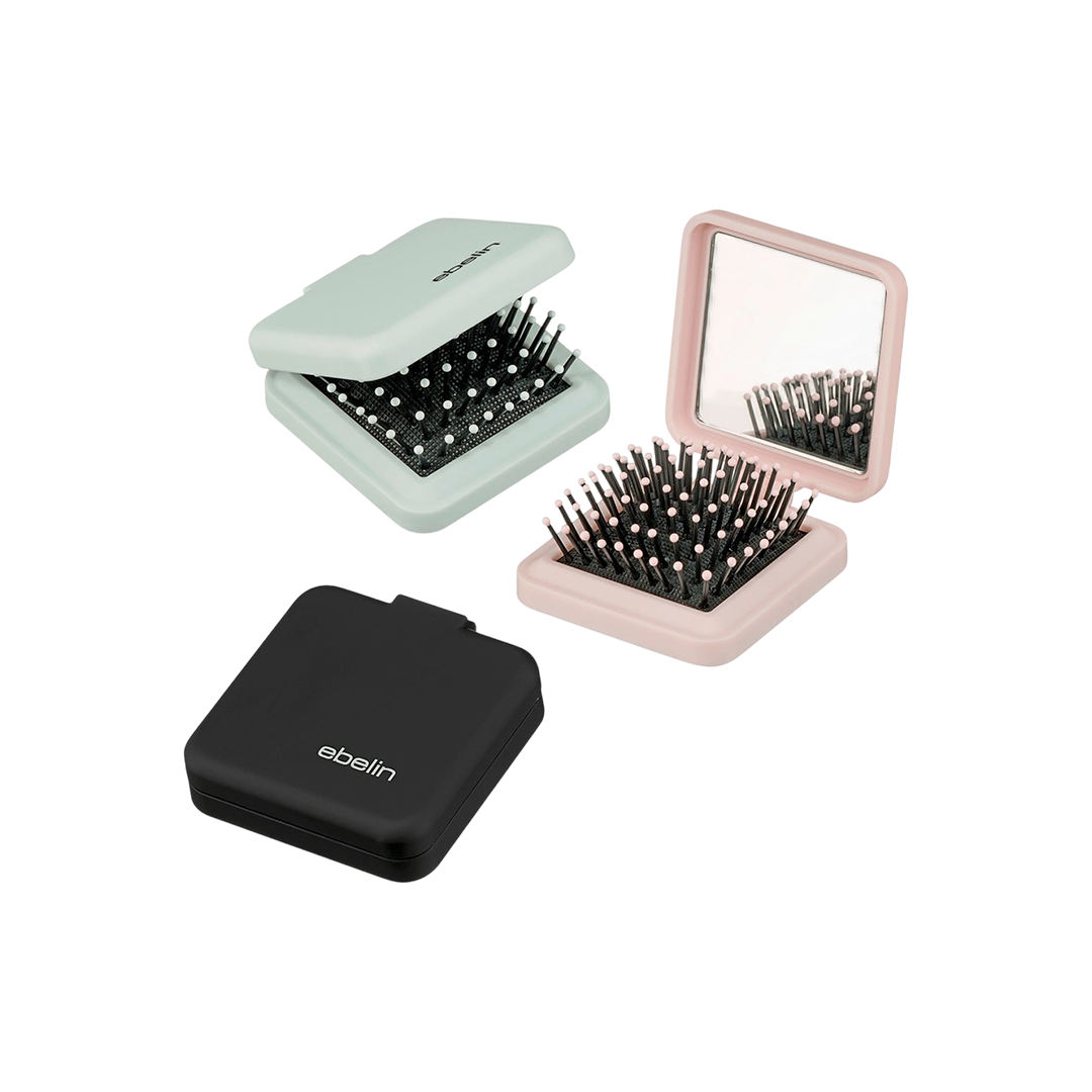 ebelin Mini Folding Brush With Mirror ( Random Color )