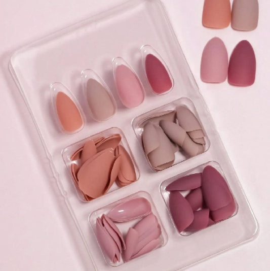96 Pcs Autumn and Winter Nude Solid Matte Colors Press on Nails