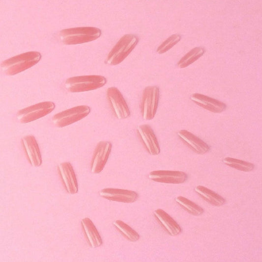 SHEIN 24 Short Oval Solid Color Transparent Fingernail Slices Press on Nails