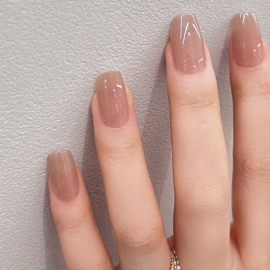 Get Glamorous with 24pcs Long Square Nude Jelly Ombre Fake Nail