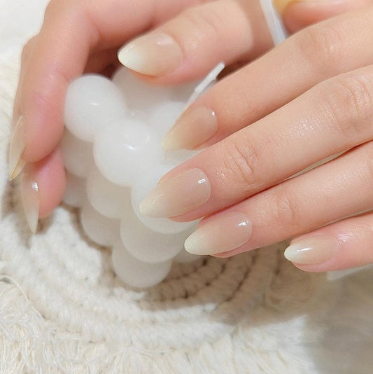 Get Glamorous with 24pcs Long Almond Milky Ombre Fake Nail