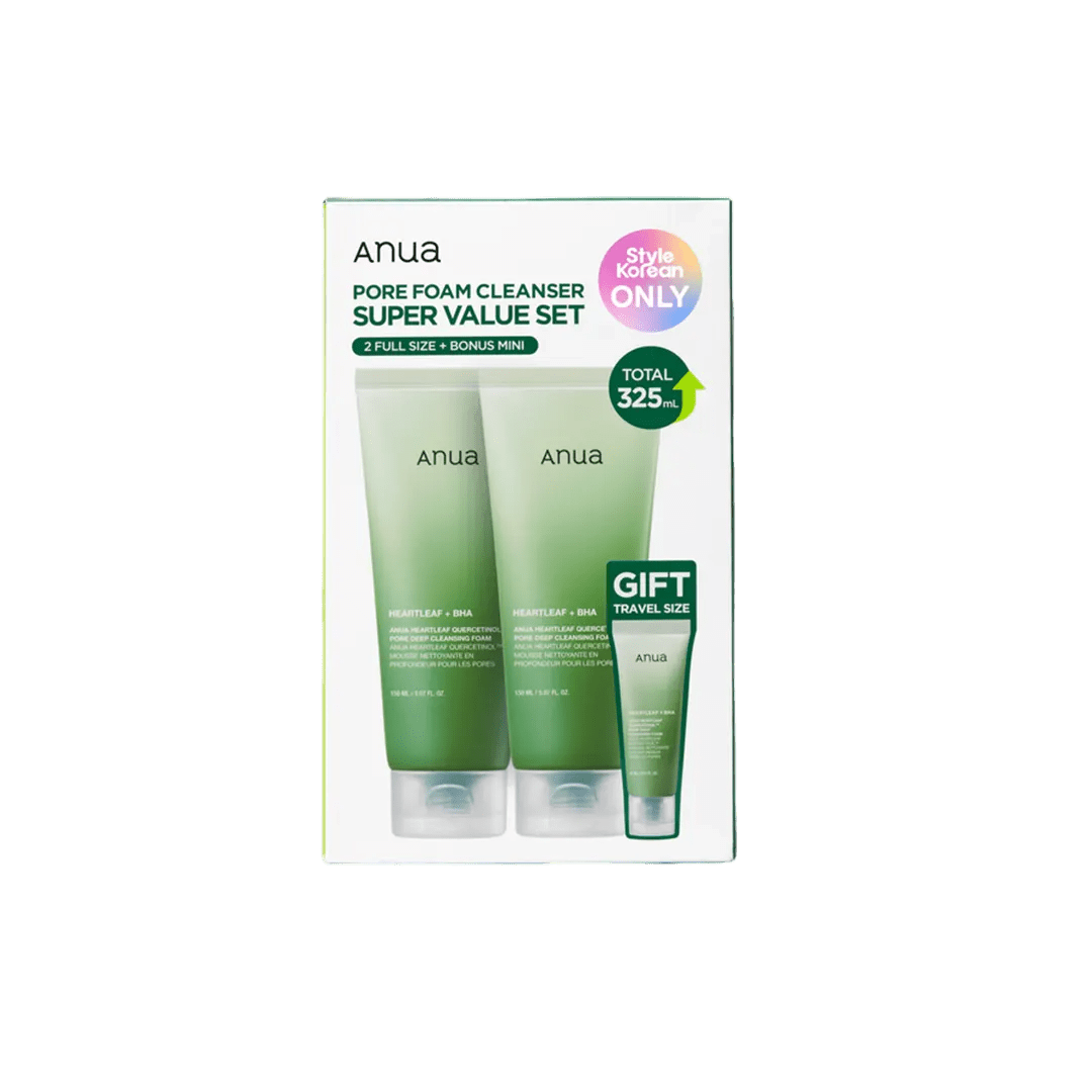 Anua Pore Foam Cleanser Super Value Set - 2 Full Size + Bouns Mini Cleanser - XOXO cosmetics
