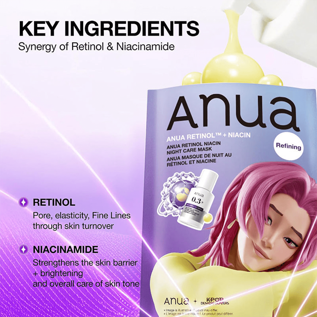 Anua x KPop Demon Hunters Retinol + Niacin Night Care Mask Face Mask - XOXO cosmetics