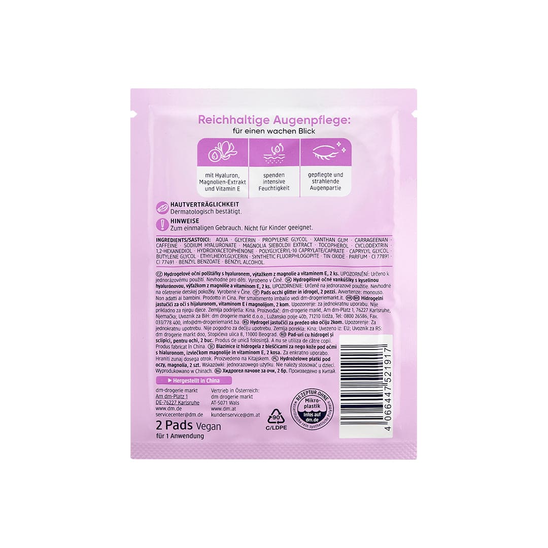 Balea Hydrogel Glitter Eye Pads - 1 Pair Eye Care - XOXO cosmetics