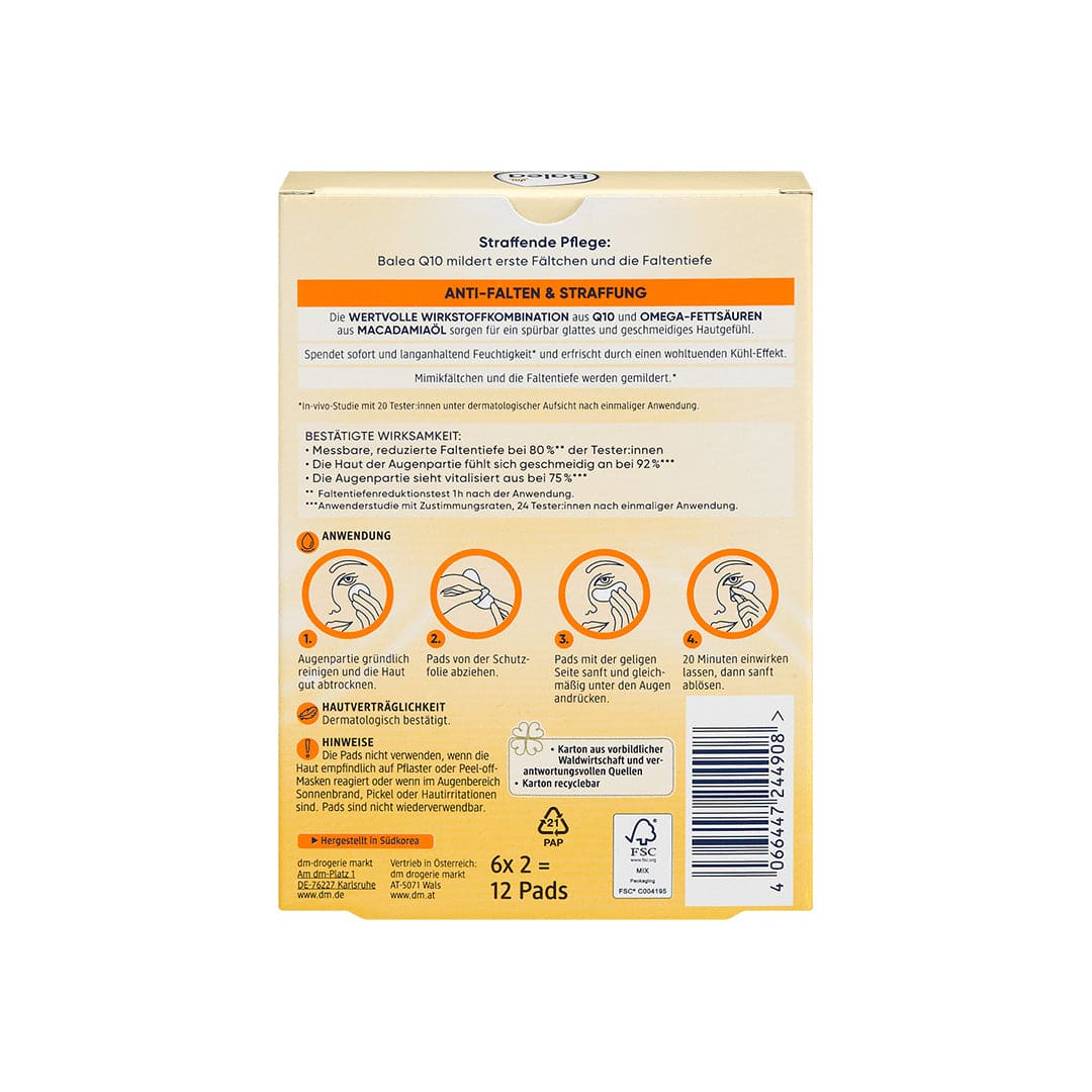 Balea Q10 Anti-Wrinkle Eye Pads - 6 Pairs Eye Mask - XOXO cosmetics