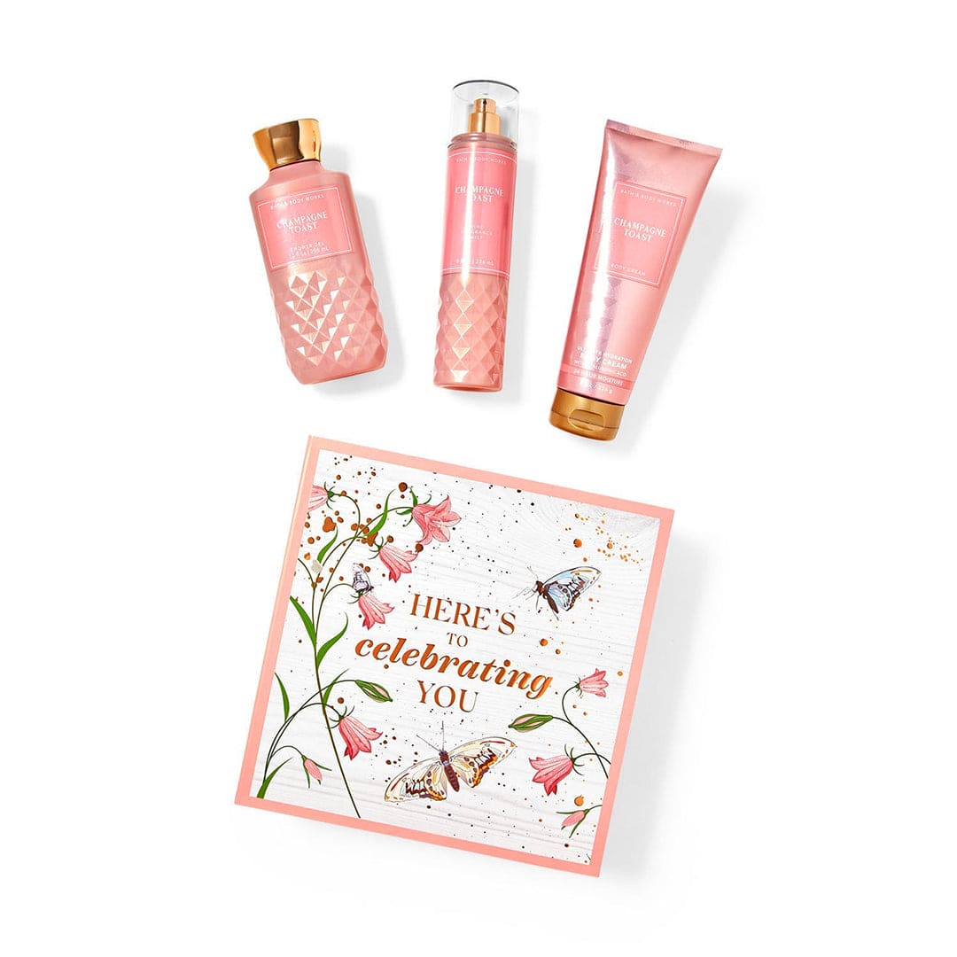 Bath & Body Works Champagne Toast Gift Box Set - Gulf Edition Gift Set - XOXO cosmetics