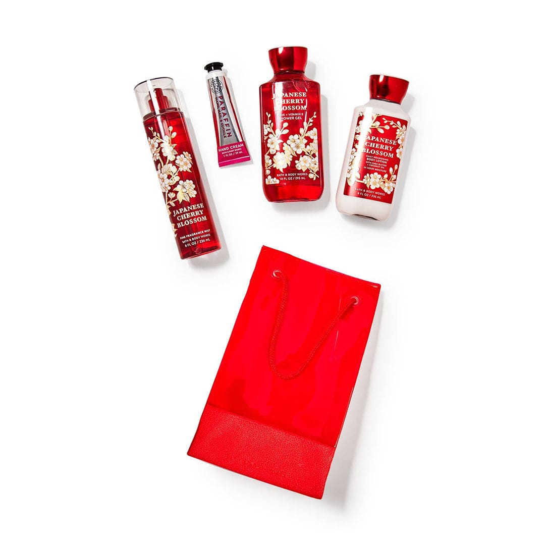 Bath & Body Works Japanese Cherry Blossom Gift Bag Set - Gulf Edition Gift Set - XOXO cosmetics