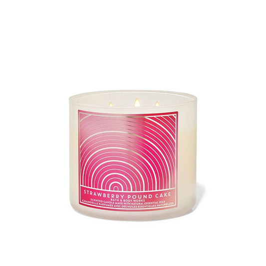 Bath & Body Works Strawberry Pound Cake 3-Wick Candle - Gulf Edition Candles - XOXO cosmetics