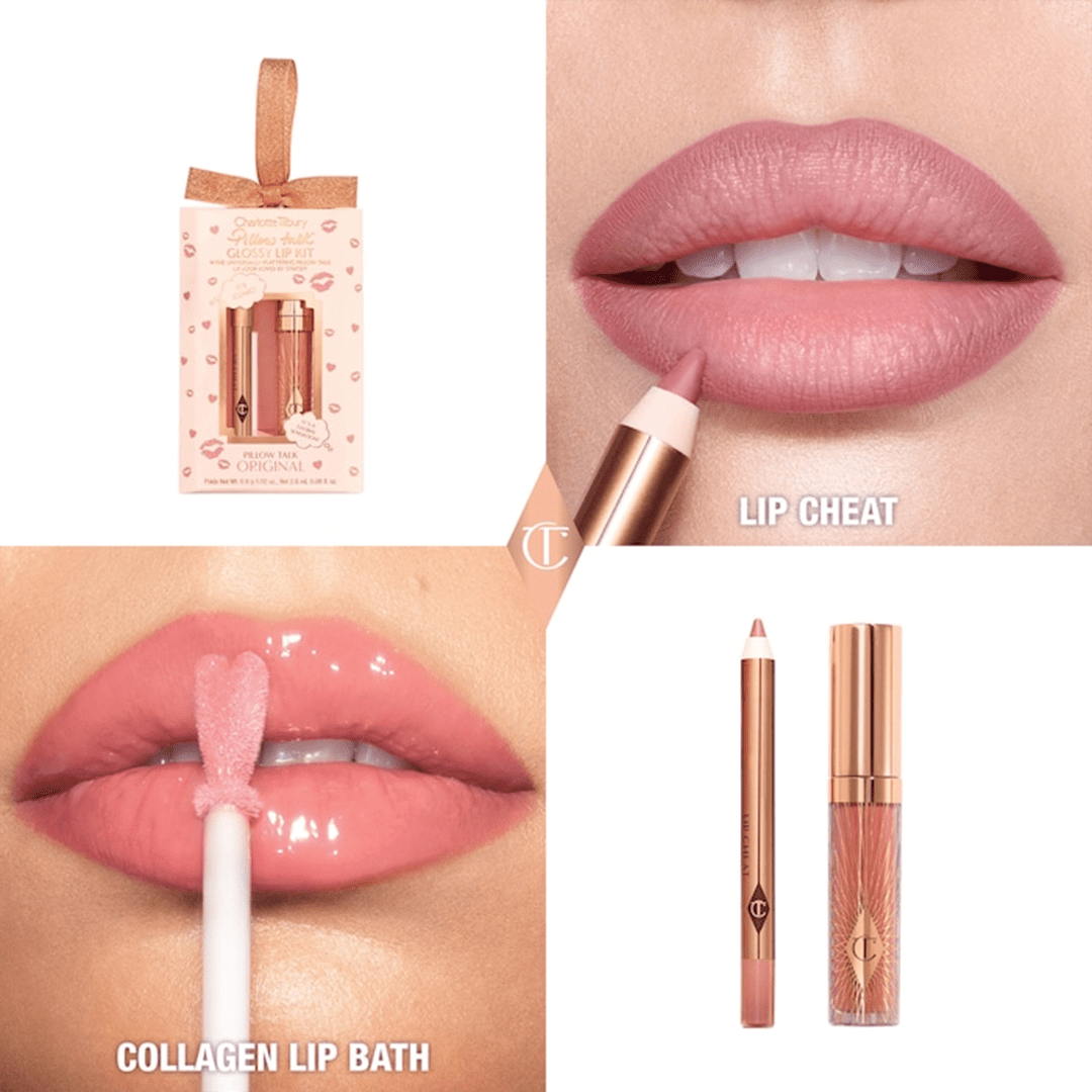 Charlotte Tilbury Mini Pillow Talk Glossy Lip Duo - Original Lip Kit - XOXO cosmetics