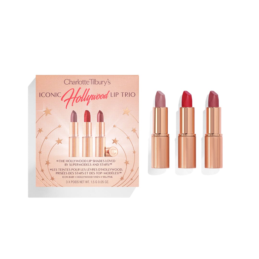 Charlotte Tilbury's Iconic Hollywood Lip Trio - Mini Size - LIMITED EDITION Lip Kit - XOXO cosmetics