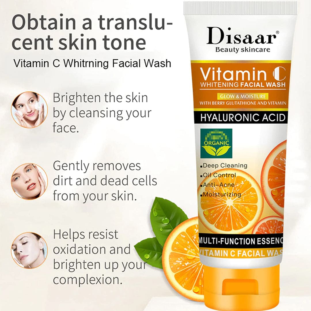 Disaar Beauty Skincare Vitamin C Facial Wash - Glow & Moisture Facial Wash - XOXO cosmetics