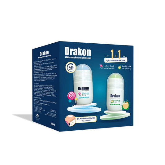 Drakon Whitening Roll-On Deodorant - Lollipop Candy & Passion Peak 1+1 Free Deodorant - XOXO cosmetics