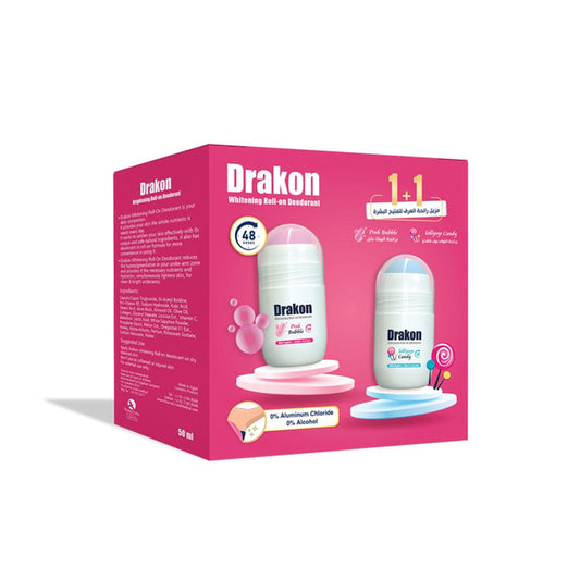 Drakon Whitening Roll-On Deodorant - Pink Bubble & Lollipop Candy 1+1 Free Deodorant - XOXO cosmetics