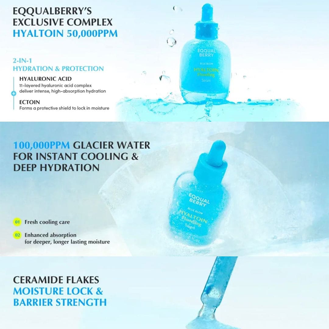 EQQUALBERRY Blue Blow Hyaltoin Flooding Serum - 30ml Face Serum - XOXO cosmetics