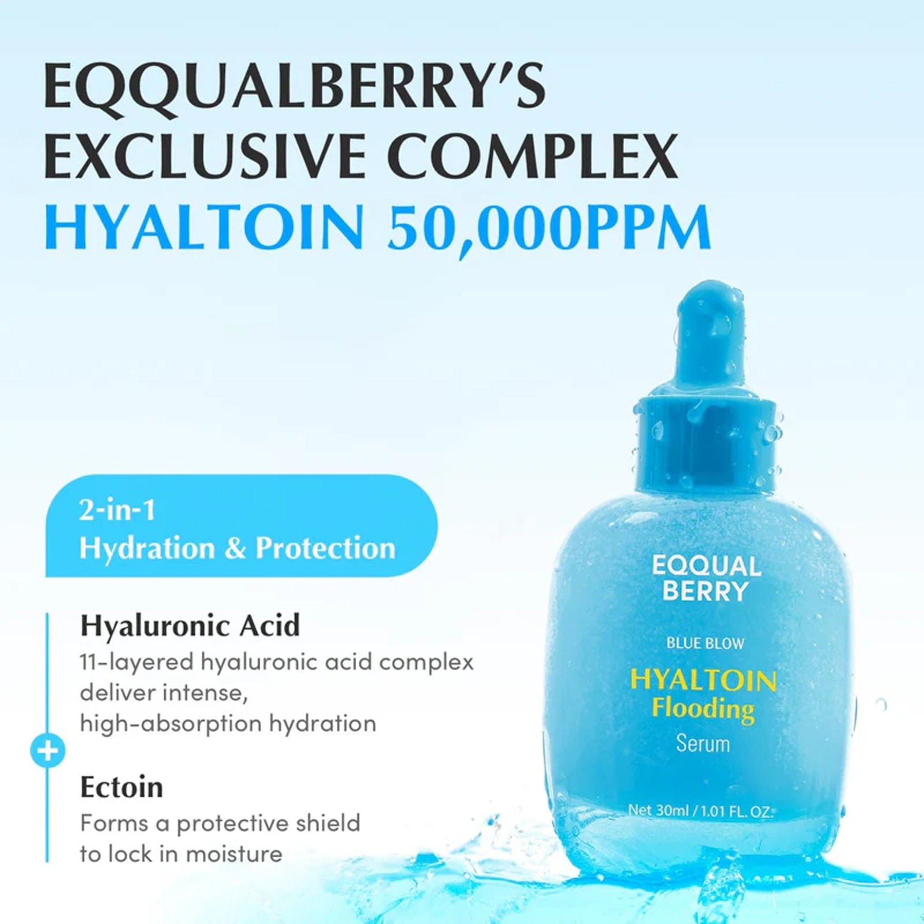 EQQUALBERRY Blue Blow Hyaltoin Flooding Serum - 30ml Face Serum - XOXO cosmetics