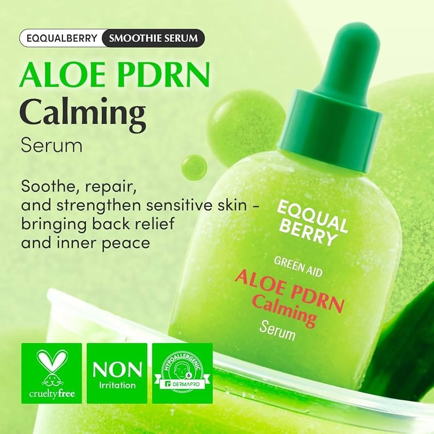 EQQUALBERRY Green Aid Aloe PDRN Calming Serum - 30ml Face Serum - XOXO cosmetics