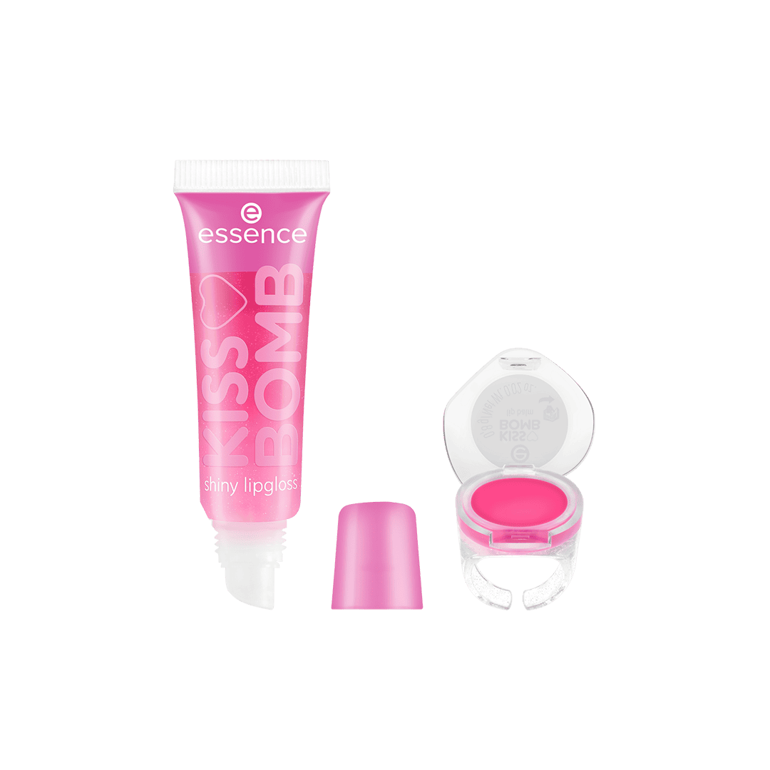 Essence Kiss Bomb Shiny Lip Gloss & Lip Balm - 01 Strawberry Sweetie Lip Gloss - XOXO cosmetics