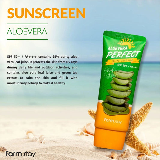 Farmstay Aloe Vera Perfect Sun Cream SPF 50+ Sunblock - XOXO cosmetics