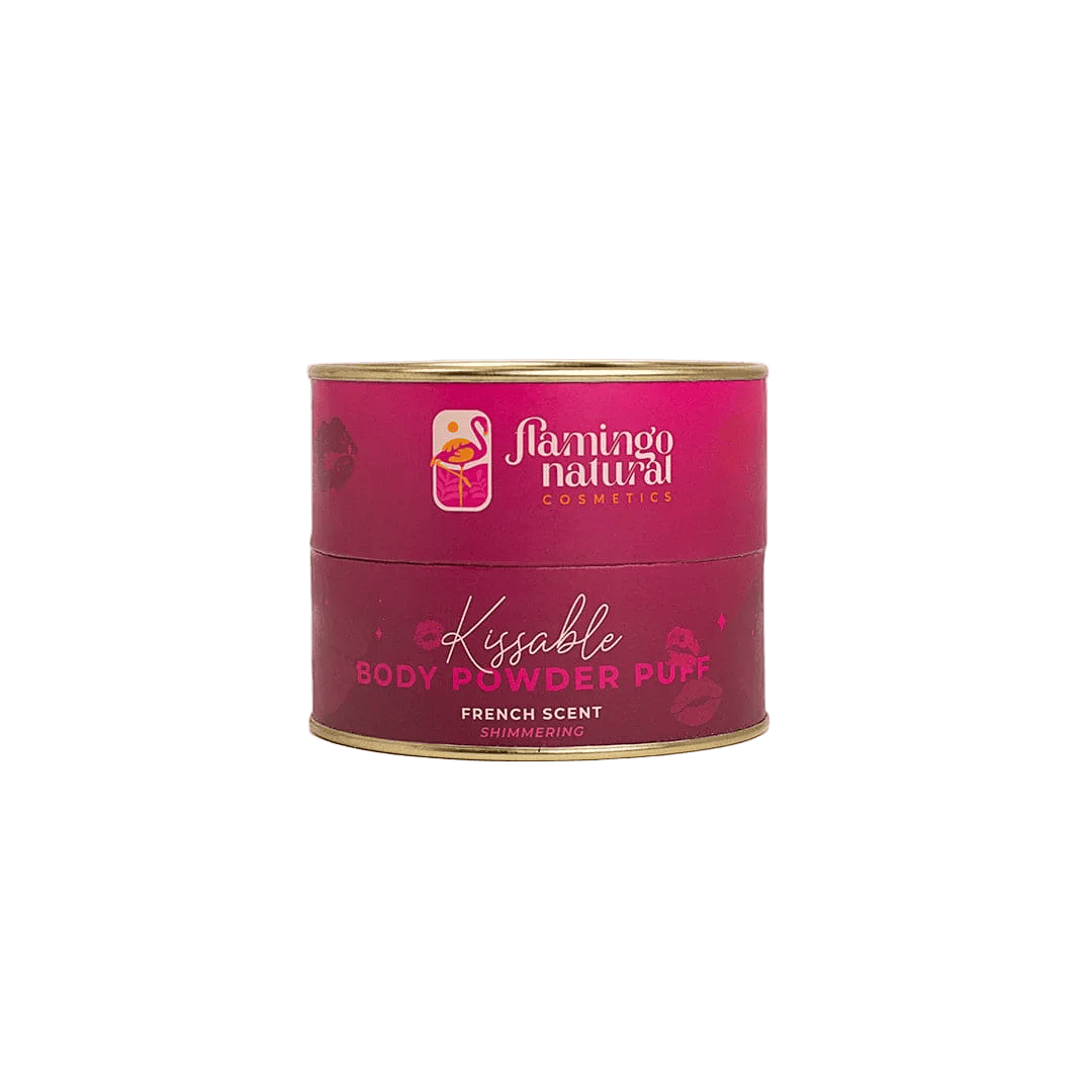Flamingo Natural Kissable Body Powder Glitter Puff Body Shimmer - XOXO cosmetics