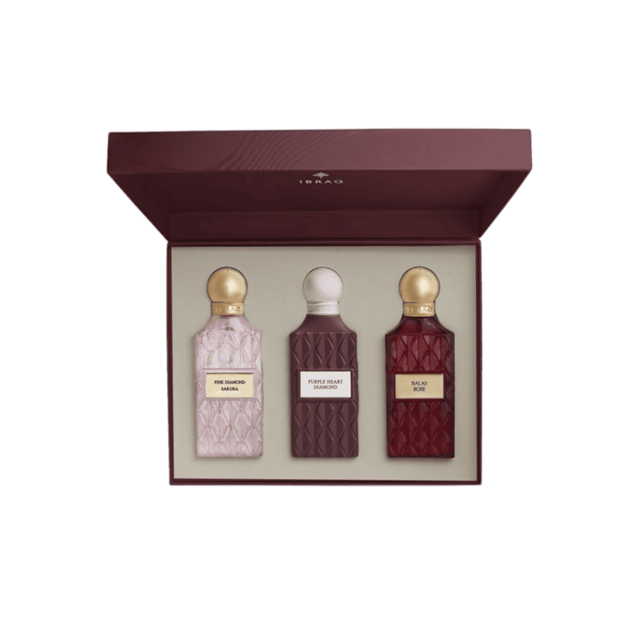 IBRAQ Diamond Collection Balas Rose - Purple Heart - Pink Sakura Perfume Set - XOXO cosmetics