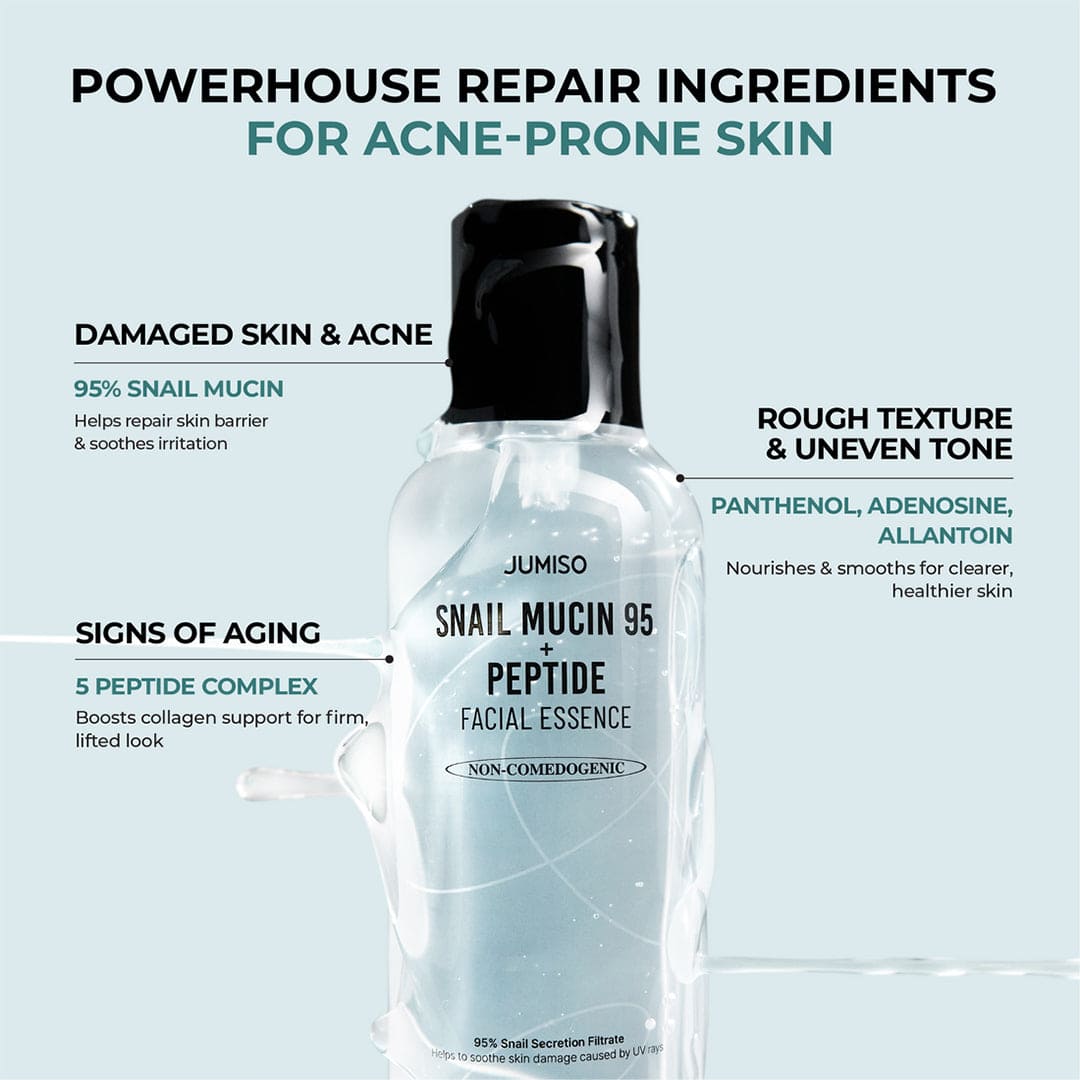 JUMISO Snail Mucin 95 + Peptide Facial Essence - NON-Comedogenic - 140ml Moisturizer - XOXO cosmetics