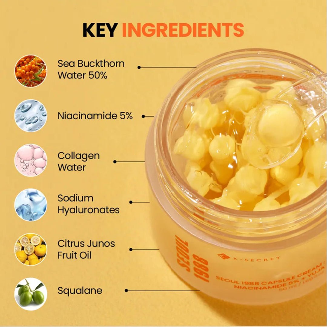 K-Secret Seoul 1988 Capsule Cream : Niacinamide 5% + YUJA Moisturizer - XOXO cosmetics