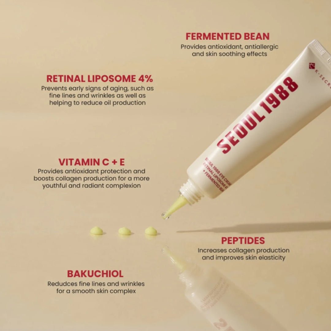 K-Secret Seoul 1988 Eye Cream : Retinal Liposome 4% + Fermented Bean - 30ml Eye Care - XOXO cosmetics