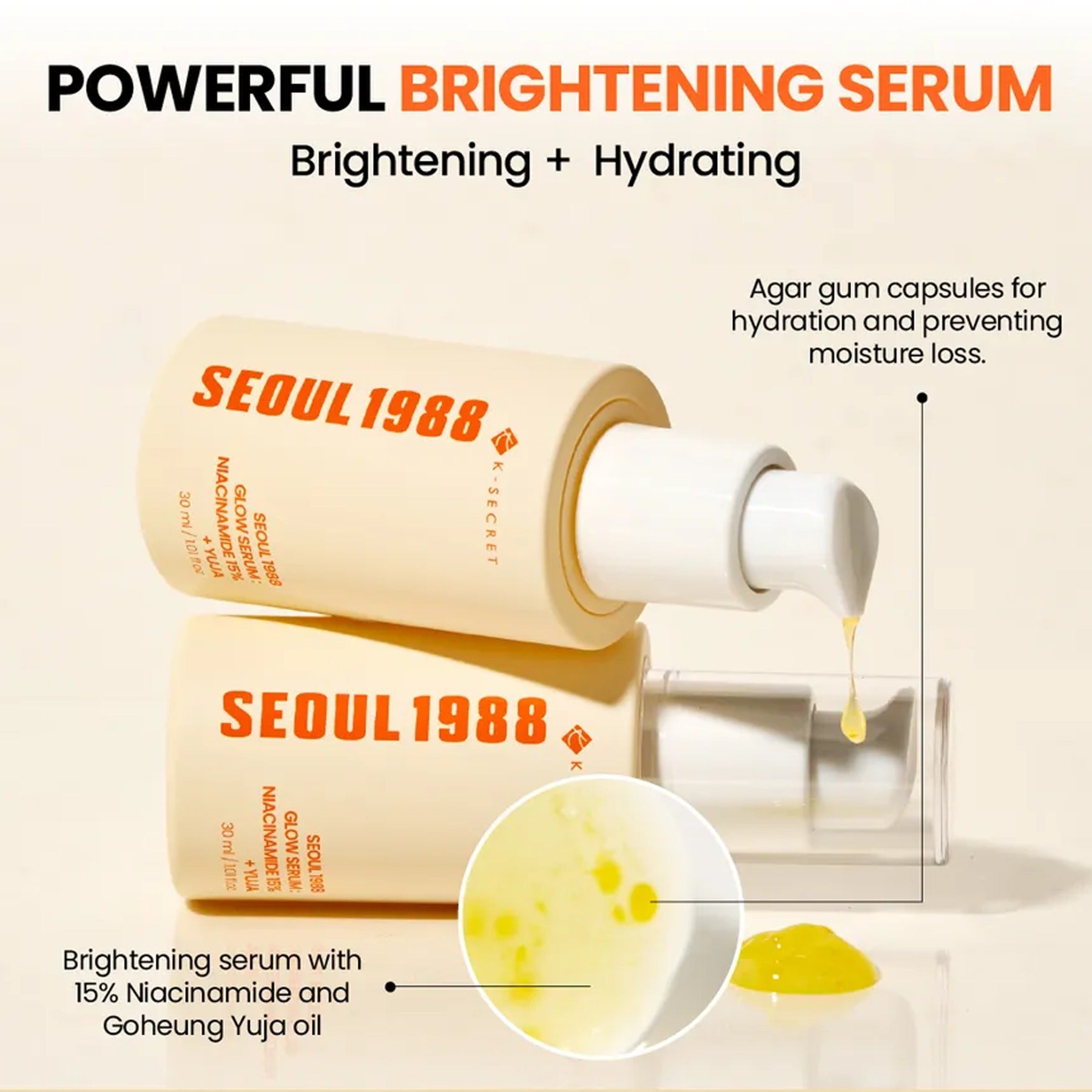K-Secret Seoul 1988 Glow Serum : Niacinamide 15% + YUJA - 30ml Face Serum - XOXO cosmetics