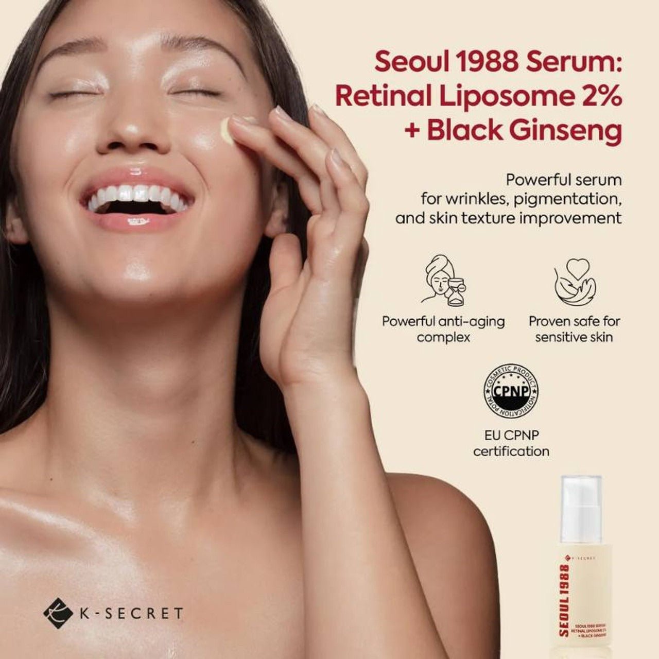 K-Secret Seoul 1988 Serum : Retinal Liposome 2% + Black Ginseng - 30ml Face Serum - XOXO cosmetics