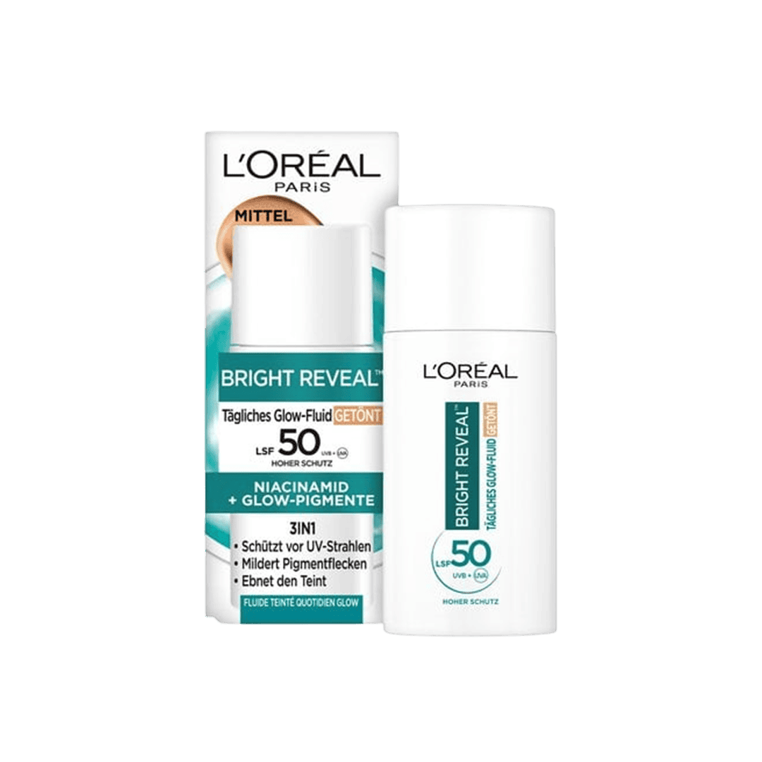 L'Oreal Paris Bright Reveal SPF50 Getinte Glow Fluid - 50ml Sunblock - XOXO cosmetics