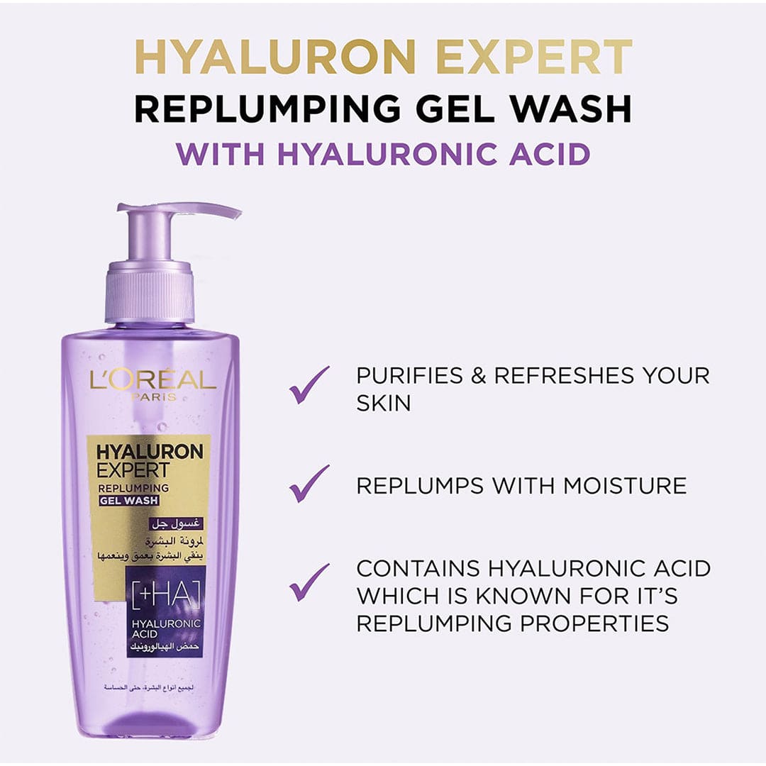 L'Oreal Paris Hyaluron Expert Moisturiser and Anti-Aging Gel Wash Cleanser - XOXO cosmetics