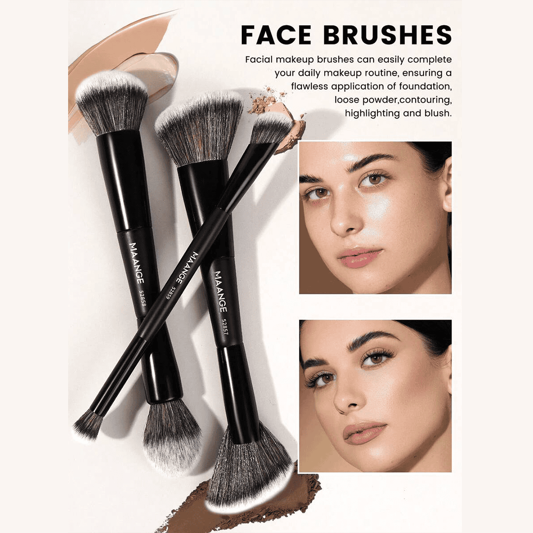 MAANGE 10Pcs Professional Dual-Ended Makeup Brush Set + Cosmetics Bag Makeup Tools - XOXO cosmetics