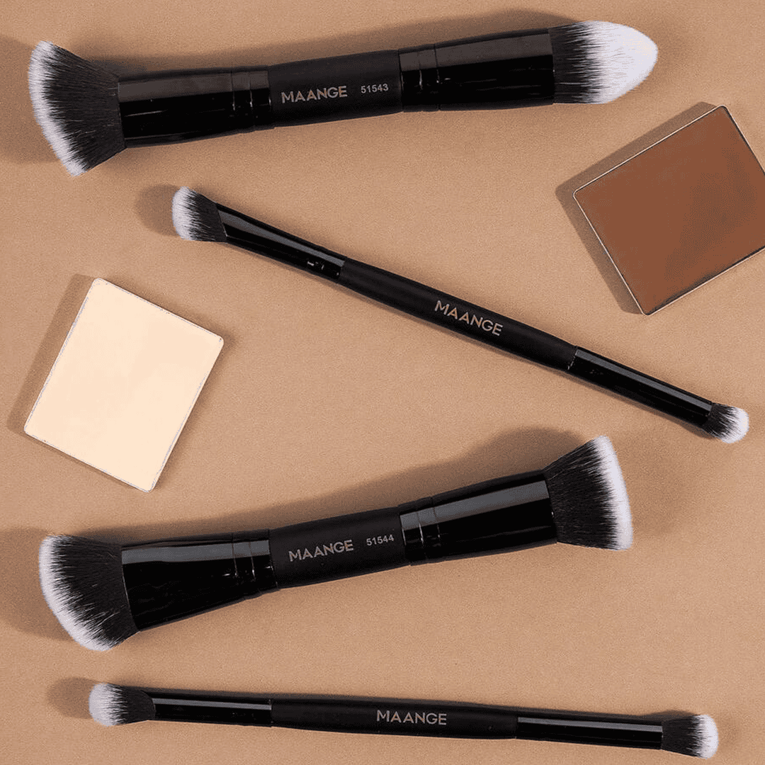 MAANGE 10Pcs Professional Dual-Ended Makeup Brush Set + Cosmetics Bag Makeup Tools - XOXO cosmetics