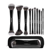 MAANGE 10Pcs Professional Dual-Ended Makeup Brush Set + Cosmetics Bag Makeup Tools - XOXO cosmetics